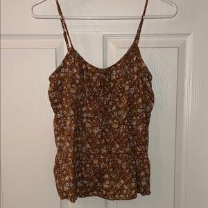 Old Navy Floral Brown Spaghetti Strap Top